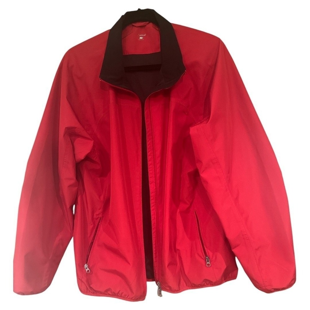 Ativa Women's XL Red Windbreaker Jacket‎ Lightweight Full Zip Y2K